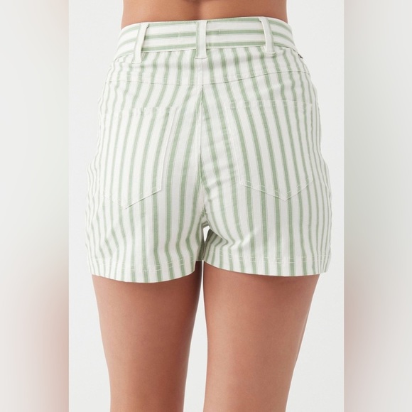 O’NEILL Sommers Knit Striped Ivory Aloe Green Shorts - Picture 6 of 7